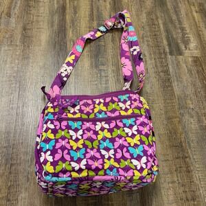 Vera Bradley Butterfly Floral Quilted Crossbody Bag Purple Pink Yellow Blue